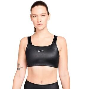 Nike Women's Medium Support Pad Shine Sports Bra Black Size M